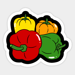 Red Green Orange and Yellow Bell Peppers Sticker